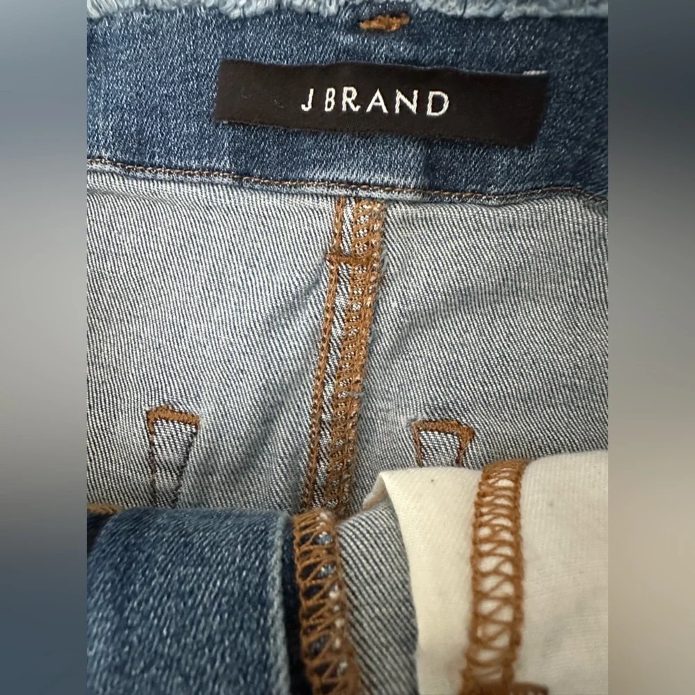 J BRAND Lela Drift Dipped Indigo Pencil Frayed Stretch Denim Jeans Skirt 24